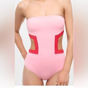 NEW STAUD Women’s One-Piece Swimsuit Pink Haiku Back Cut-Out Size L